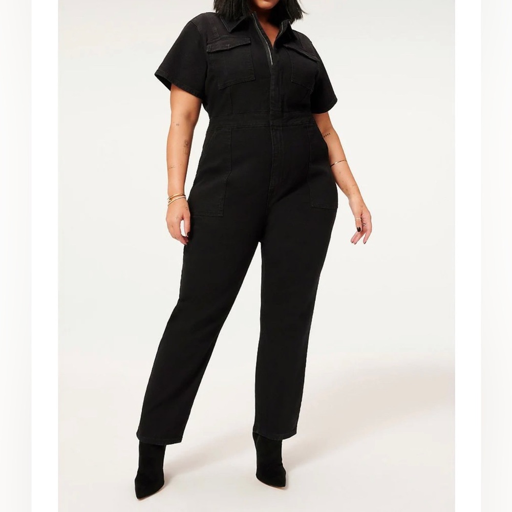 🚨FINAL SALE! PRICE IS FIRM🚨 Good American Black Straight Leg Denim Jumpsuit